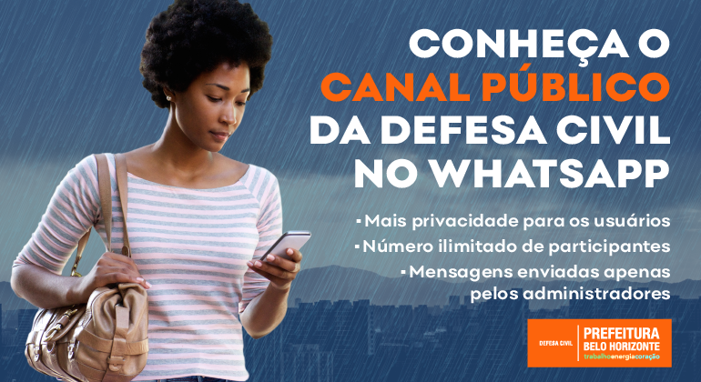 Defesa Civil de Belo Horizonte lança canal público no WhatsApp para envio de alertas