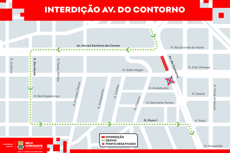 Trecho da Contorno será fechado no feriado de 7 de setembro para içamento de máquinas no Bairro Sion